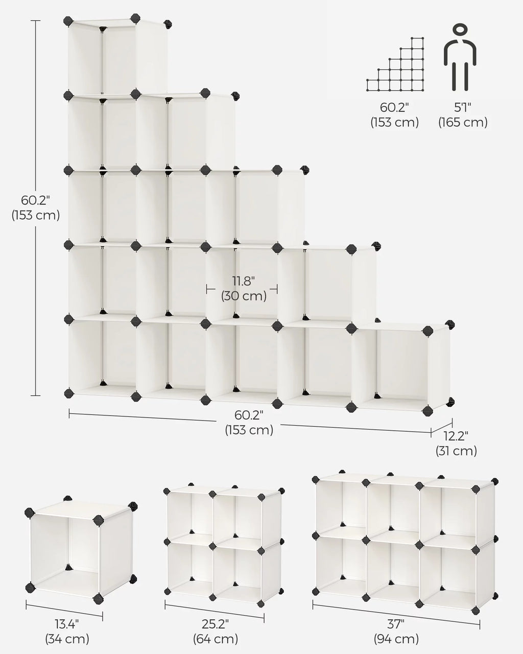 16 Cube Cream White Plastic Storage Organizer Q643759