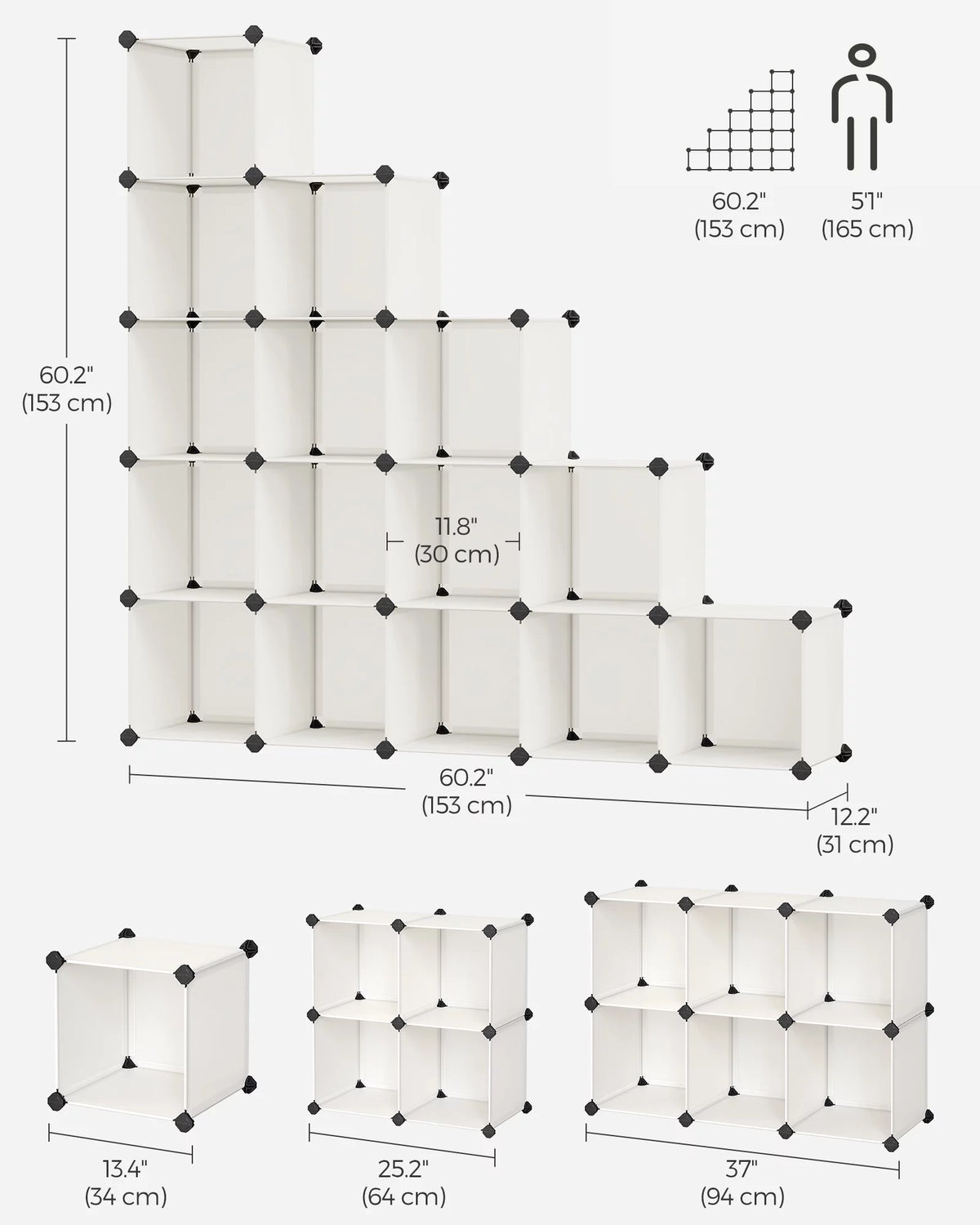 16 Cube Cream White Plastic Storage Organizer Q643759