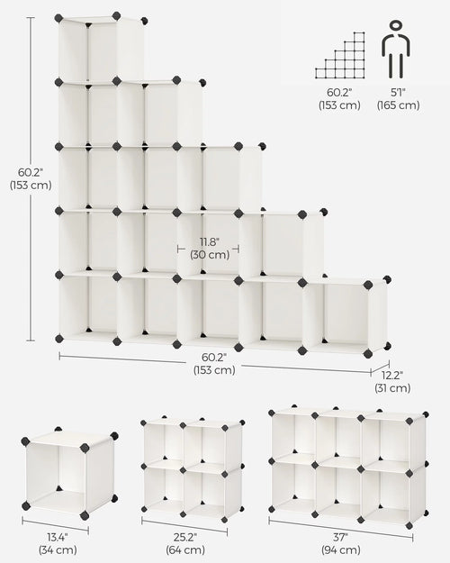 16 Cube Cream White Plastic Storage Organizer Q643759