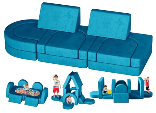 12PCS Modular Toddler Couch with Triangular Cushions and Arches (Gray) V4406
