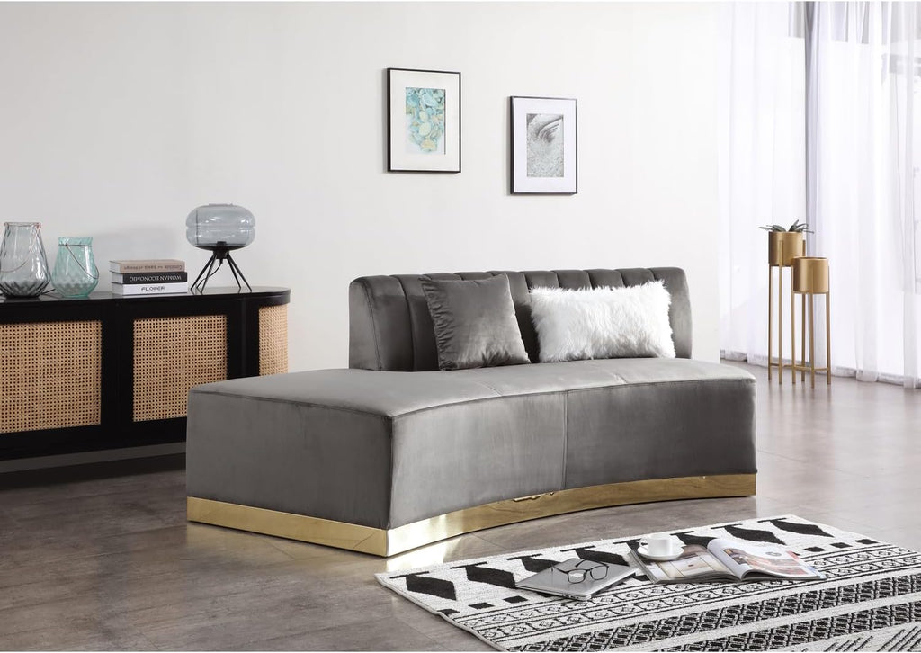 Dark Gray Armless Velvet Curved Sofa J33254