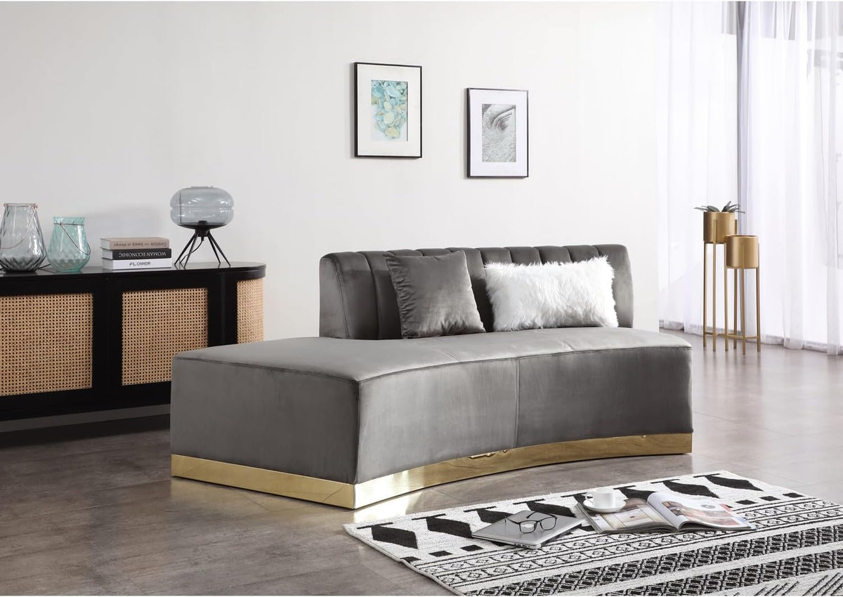 Dark Gray Armless Velvet Curved Sofa J33254