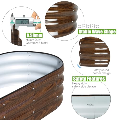 Galvanized Raised Garden Bed, 2 Pcs 4x2x1ft Oval Metal Planter Box Y7932