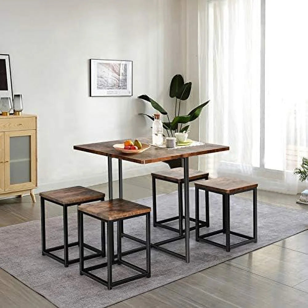 5 Piece Dining Table Set with Square Stools M388713