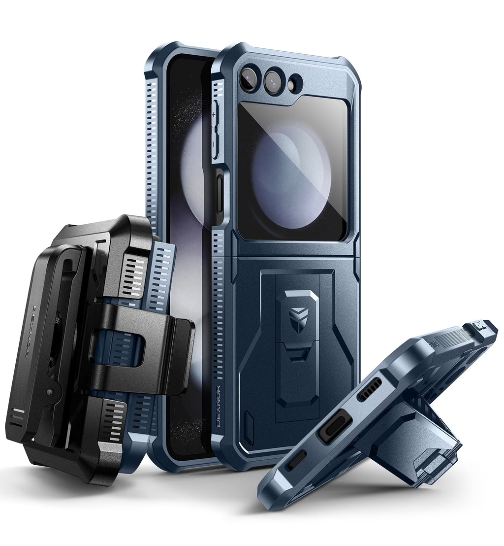 Navy Blue Shockproof Case with Kickstand and Rotatable Belt Clip L820