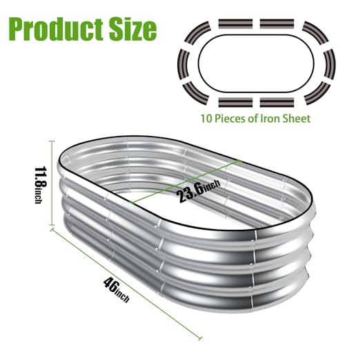 Galvanized Raised Garden Bed, 2 Pcs 4x2x1ft Oval Metal Planter Box Y7932