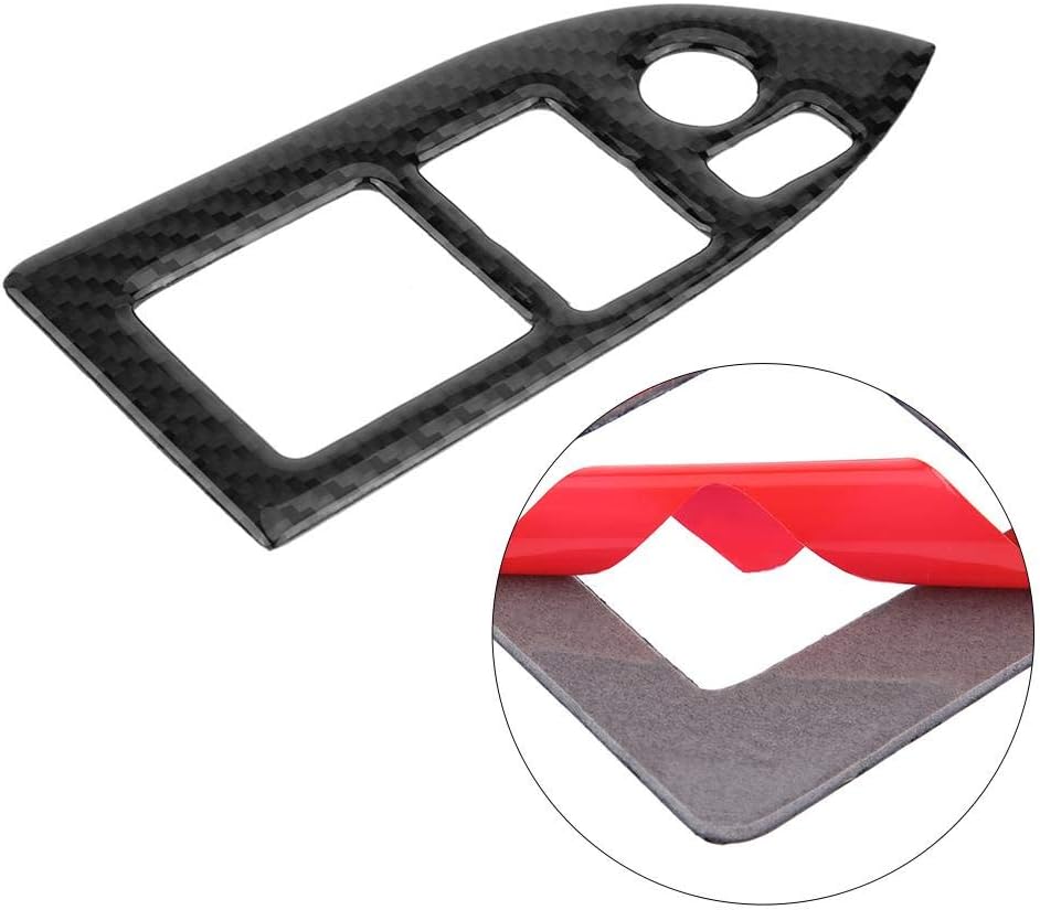 Carbon Fiber Self-Adhesive Window Switch Button Cover Trim, Pack of 2 K3490