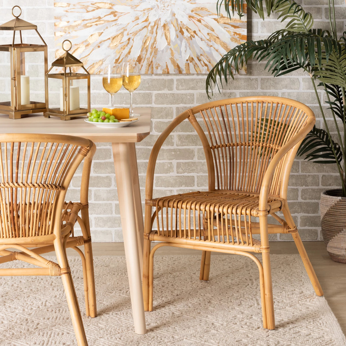 Natural Brown Rattan Dining Chair W684038