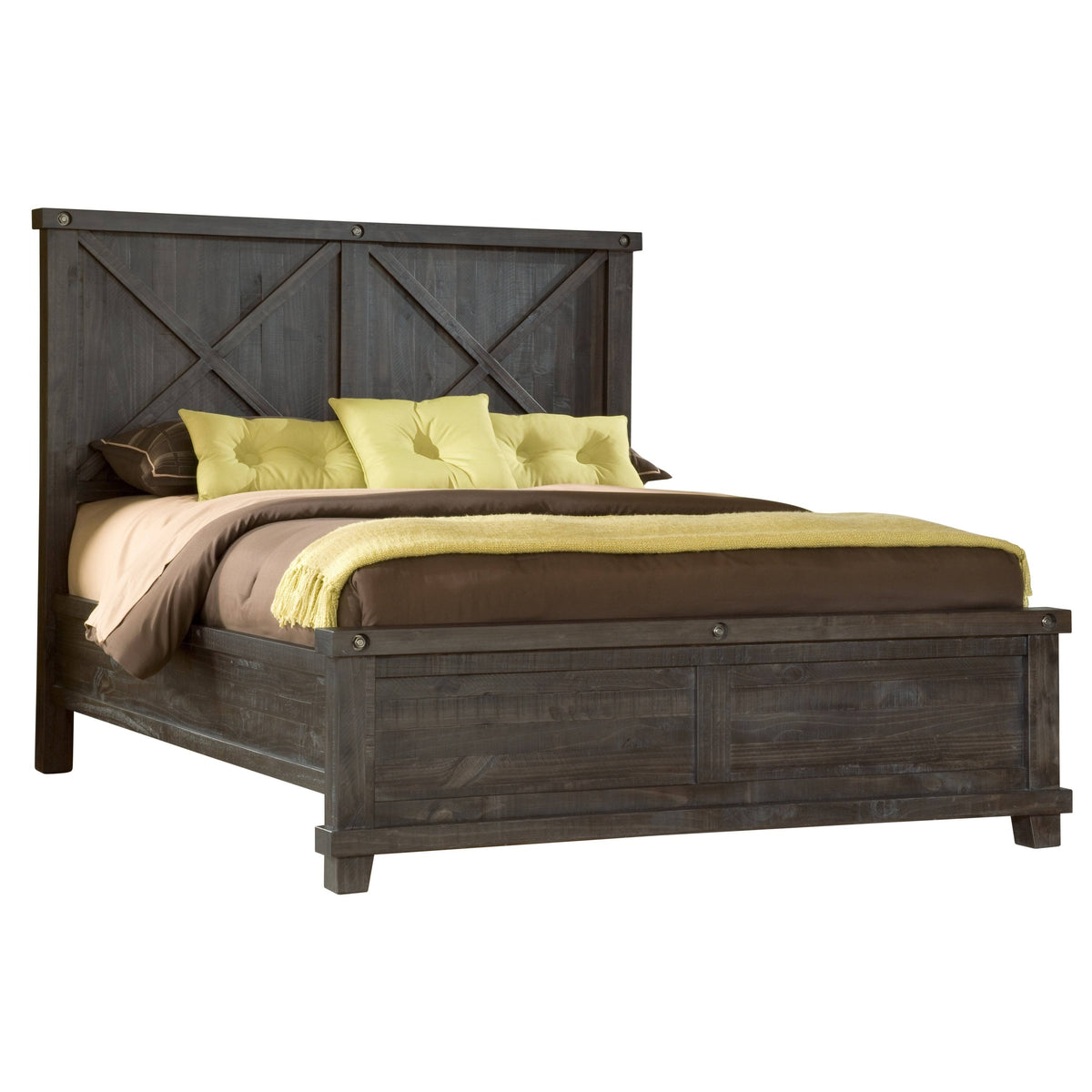 Cafe Full-Size Solid Wood Panel Bed L1182