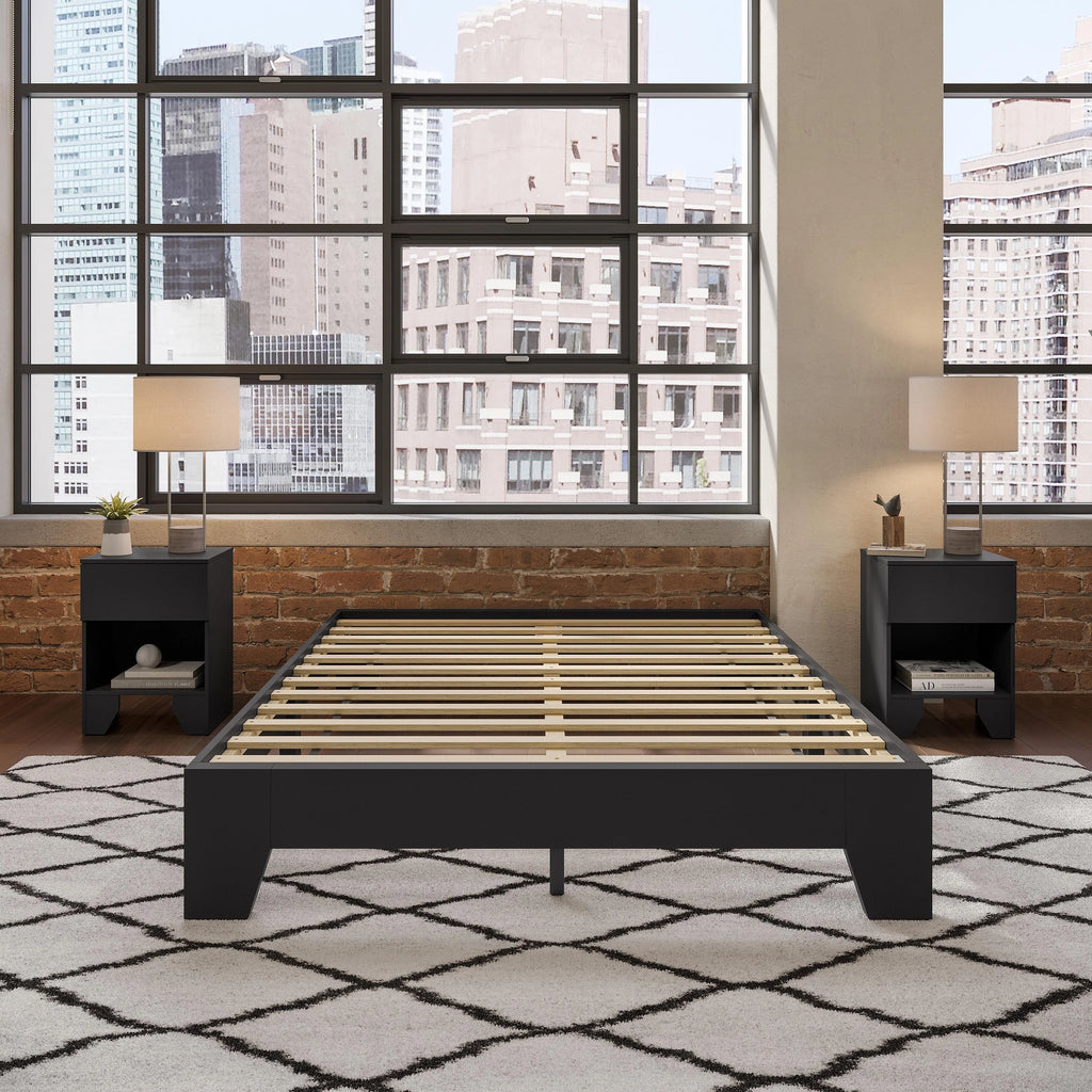 Black Full Platform Bed Frame E327