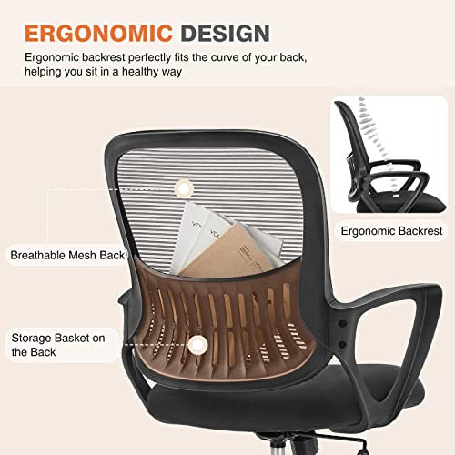 Black Ergonomic Mid-Back Mesh Swivel Office Chair L9874