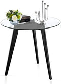 Round Glass Dining Table with Wood Legs 31.5 inch P270291