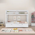 White Twin Over Full Solid Wood Bunk Bed with Trundle Q682604