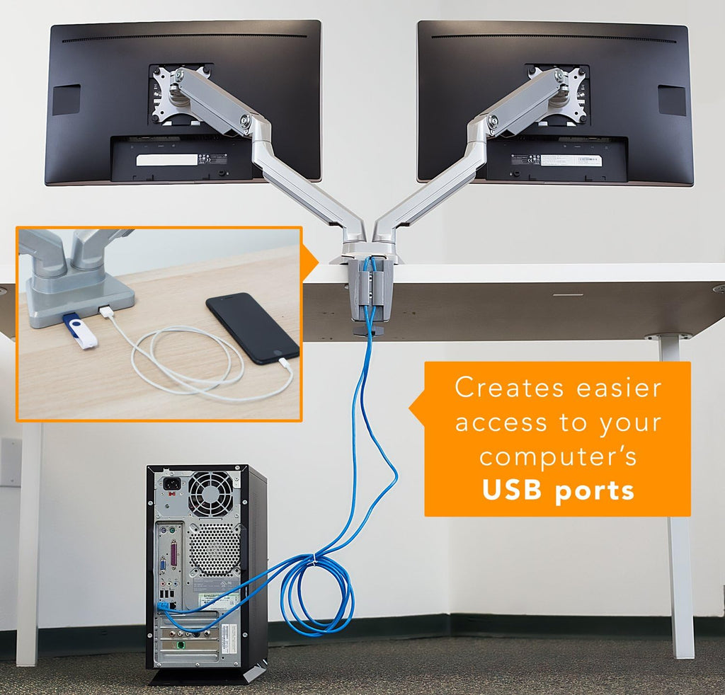 Dual Monitor Arm Mount Desk Stand with USB Ports F483422