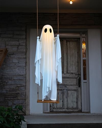 Hanging Swing Ghost Halloween Decorations with String Lights H21047