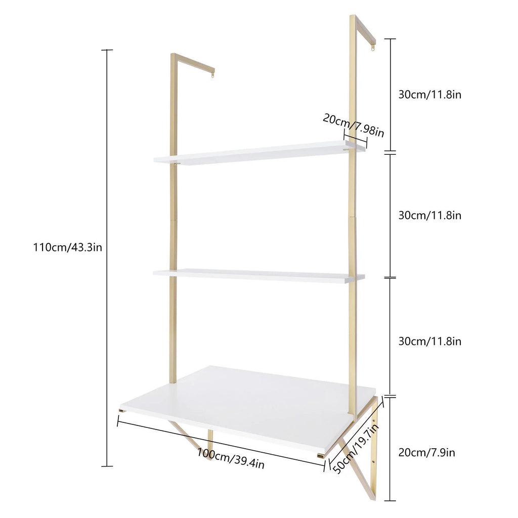 Wall-mounted 3 Tier White Ladder Desk V136