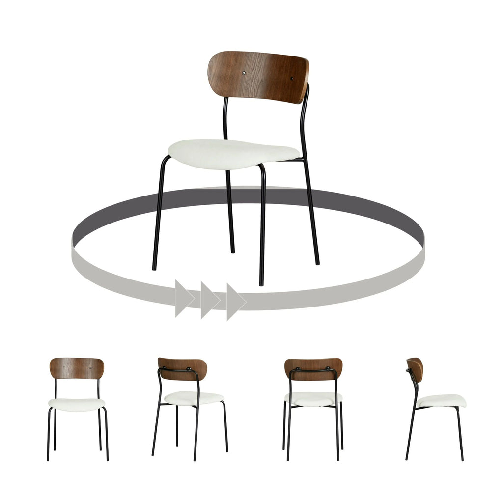 White Mid-century Glam Chair C3643