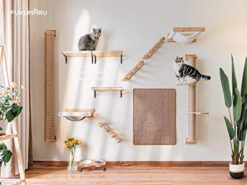 Black Stripe Wooden Cat Wall Shelf D365
