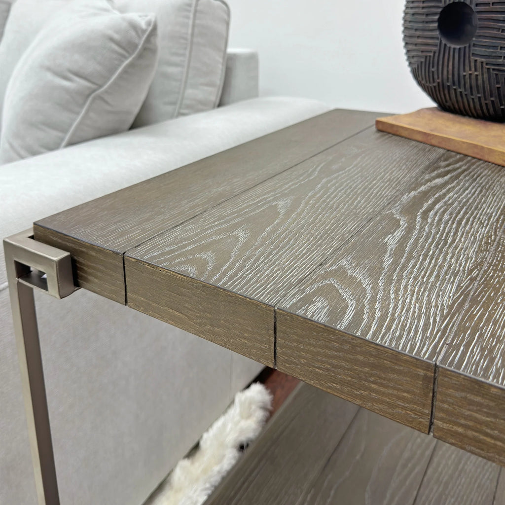Graphite Gray Wood/Metal End Table with Shelf S648