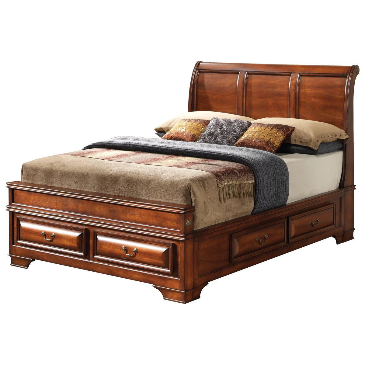 Queen Storage Bed Oak M9376