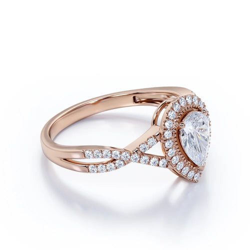 10k Rose Gold Pear Cut Diamond Engagement Ring Y3546