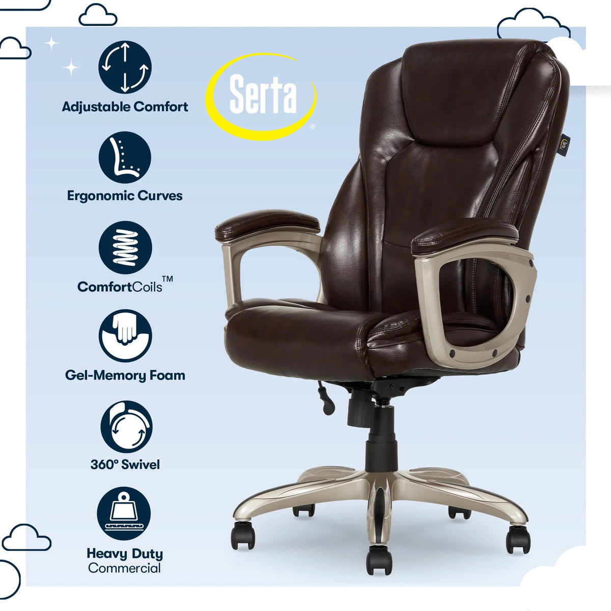 Black Bonded Leather Office Chair with Memory Foam F4481