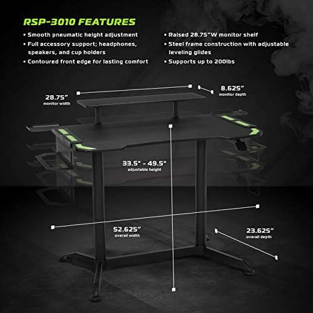 Height Adjustable Green Gaming Desk R684