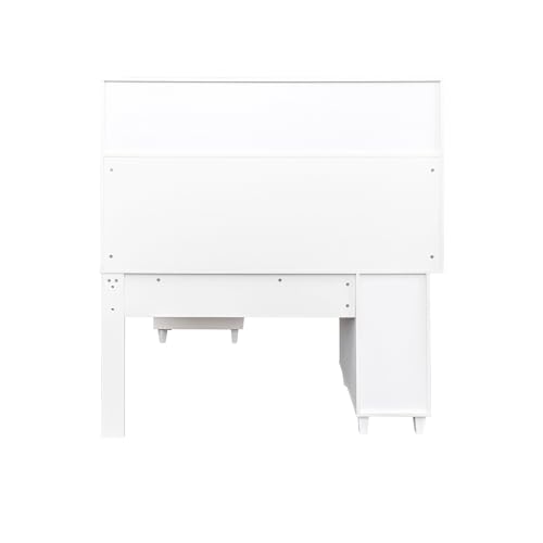 White Corner Desk with Drawers and Shelves G500175