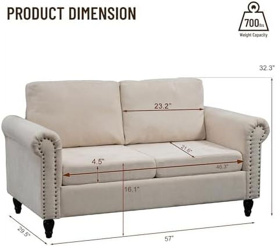 Chenille Fabric Loveseat Sofa with Solid Wood Legs Z667072