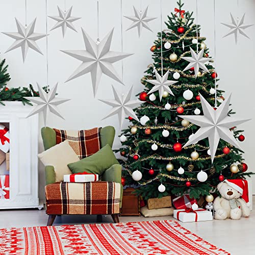 12 Pack 3D White Paper Star Lanterns Y305