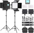 2 Kits Bi-Color LED Video Light Kit with Light Stand P53495
