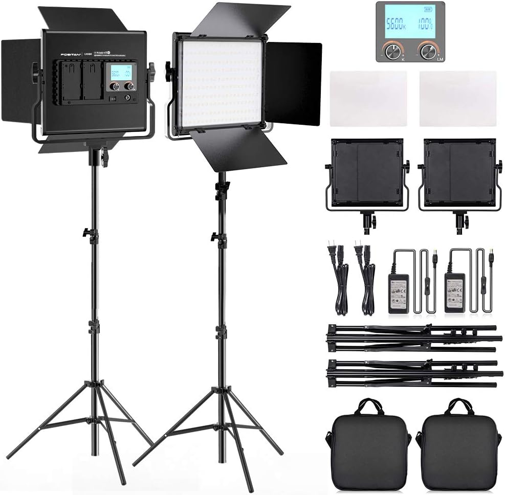 2 Kits Bi-Color LED Video Light Kit with Light Stand P53495