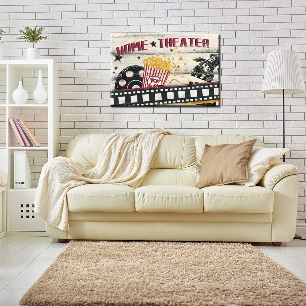 Vintage Canvas Wall Art Cinema Film Reels Popcorn Poster Print on Canvas R31261