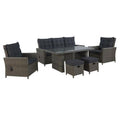 Gray 6 Piece All-Weather Wicker Outdoor Seating Set with Reclining Sofa, Two Chairs, Two Ottomans & Cocktail Table T574