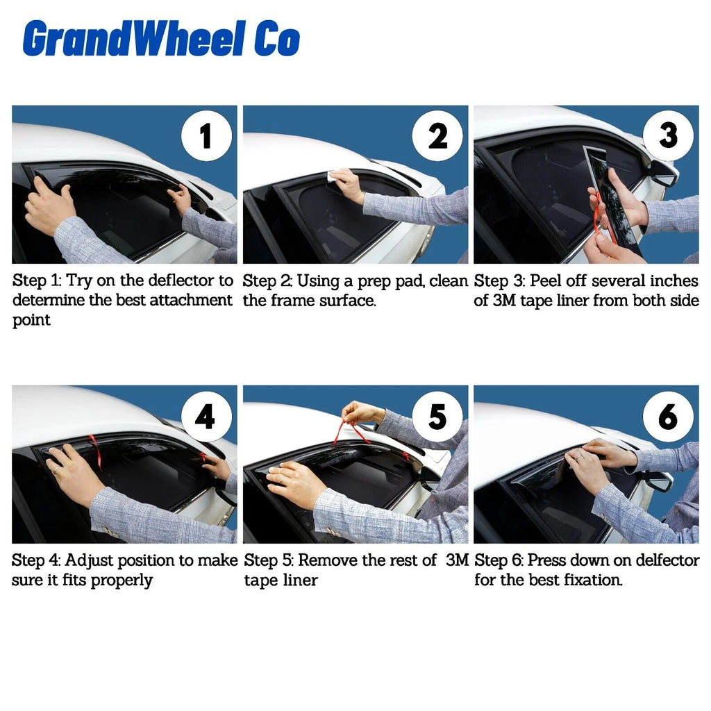 Smoke Tinted Tape-On Side Window Vent Visor Deflectors Rain Guards 4pcs B387074