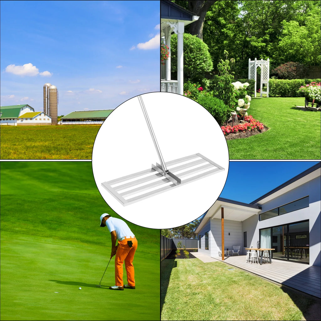 30 x 10in Stainless Steel Lawn Leveling Rake with 77 in Handle M77982