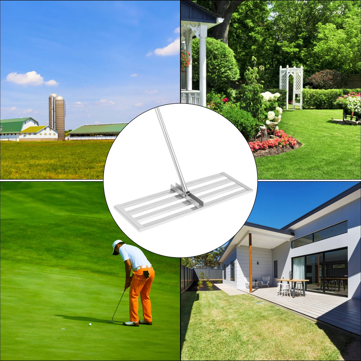 30 x 10in Stainless Steel Lawn Leveling Rake with 77 in Handle M77982