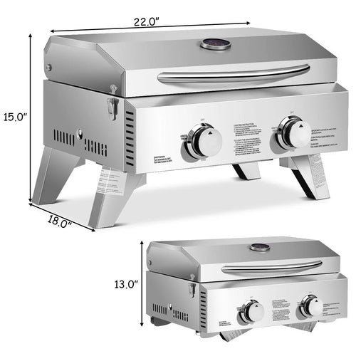 2 Burner Portable Propane Gas Grill Stainless Steel E6072