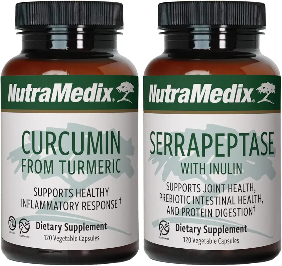 Turmeric Curcumin and Serrapeptase Capsules 2-Piece Supplement Set M842176