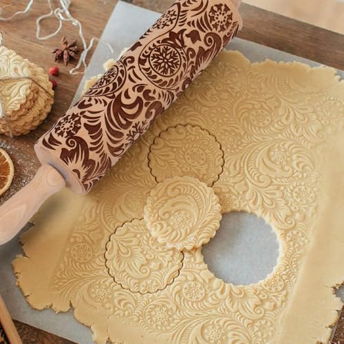 Embossed Wooden Rolling Pin A3796