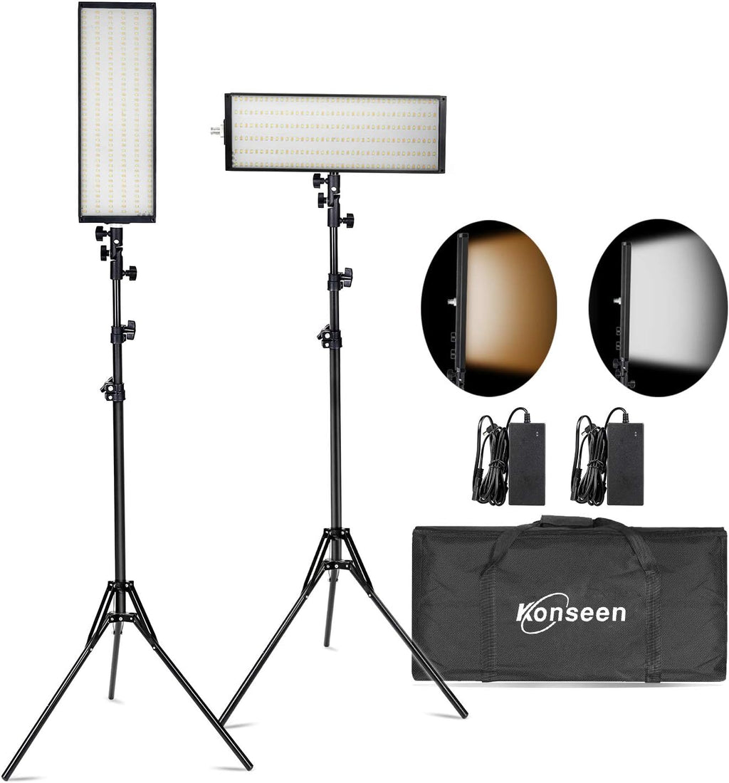 24W 2 Pack Bi-Color LED Video Light Kit with Tripod Stand S6401