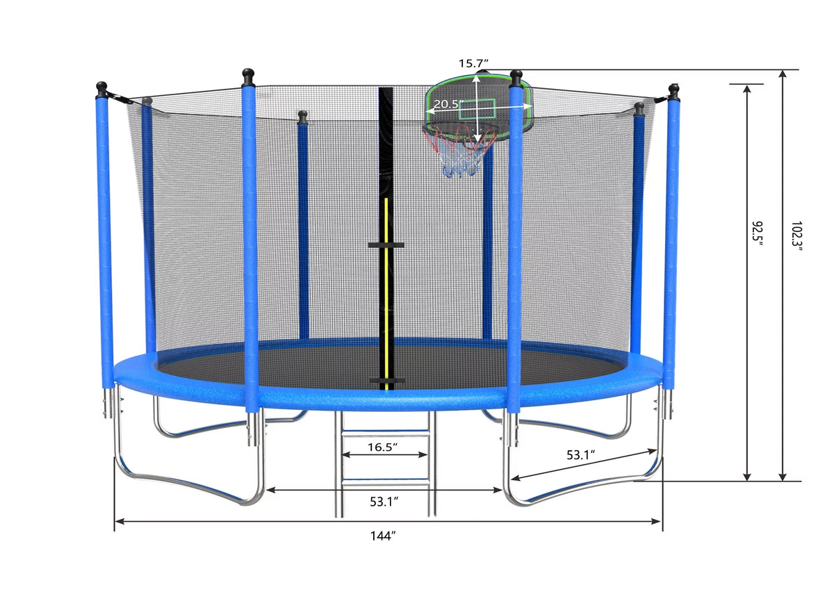 10ft Trampoline with Basketball Hoop and Enclosure Net M762249