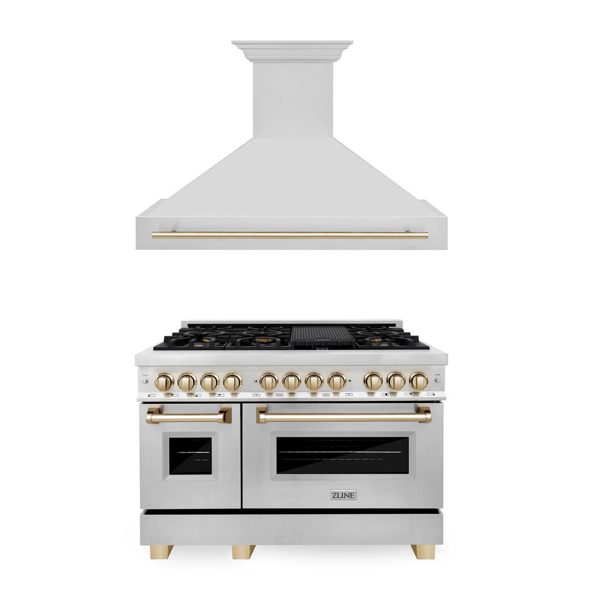 48 In. Dual Fuel Range and Range Hood in Stainless Steel W9682