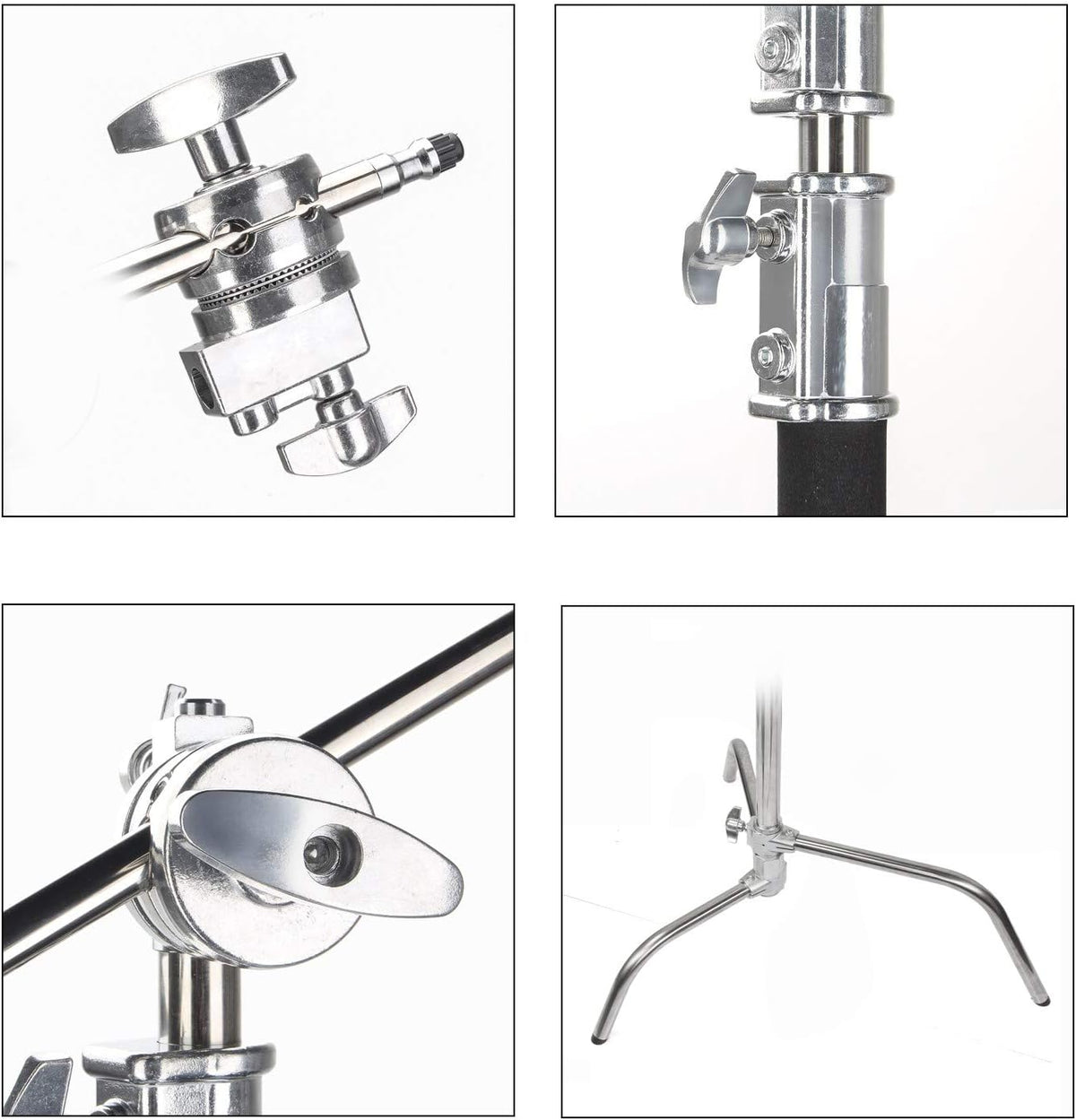 C Stand Heavy Duty 100% Metal Max 10.8ft/330cm with Holding Arm Boom Arm 2 Pcs Grip Head U29299