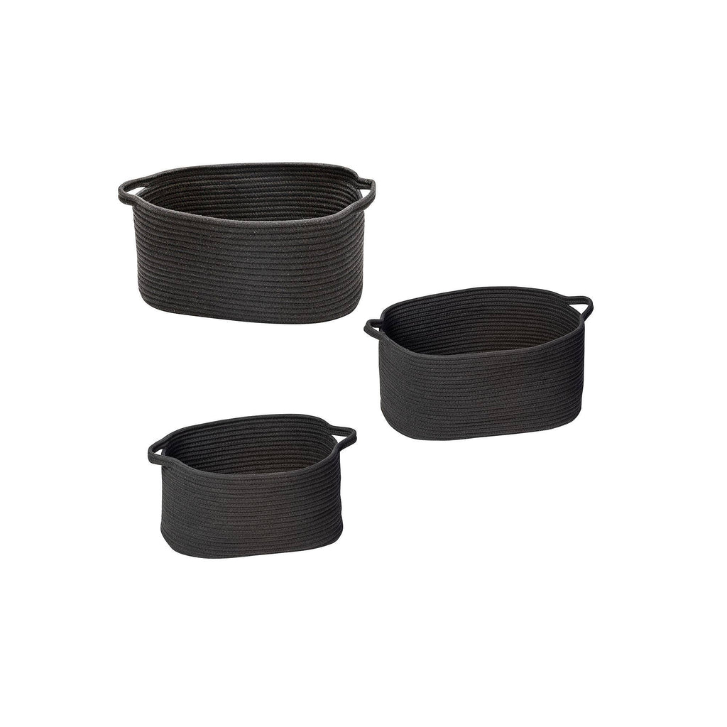 Black Cotton Coil Baskets Set of 3 V682836