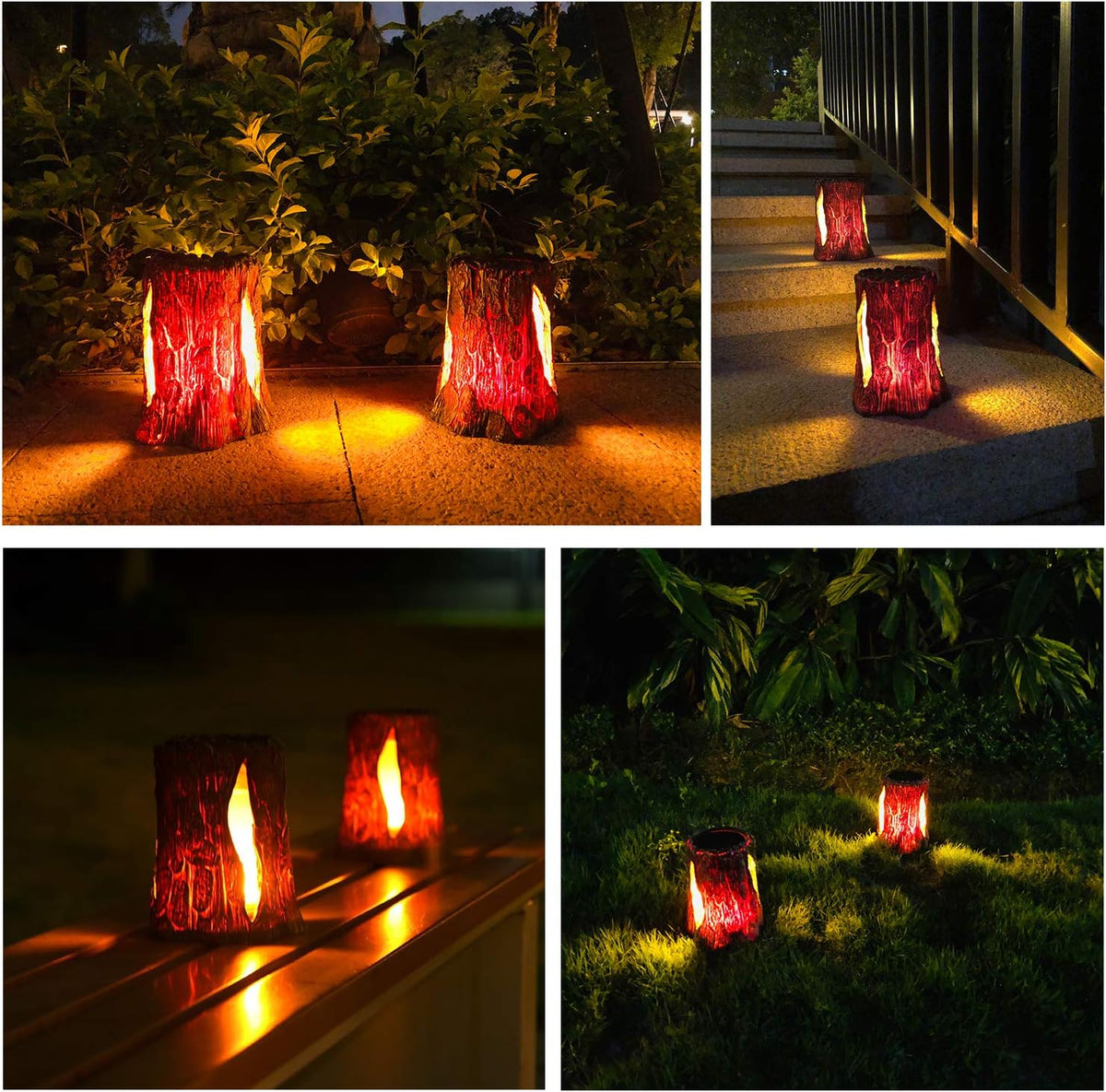 Solar Powered Flickering Flame Lantern Lights 2 Pack I895