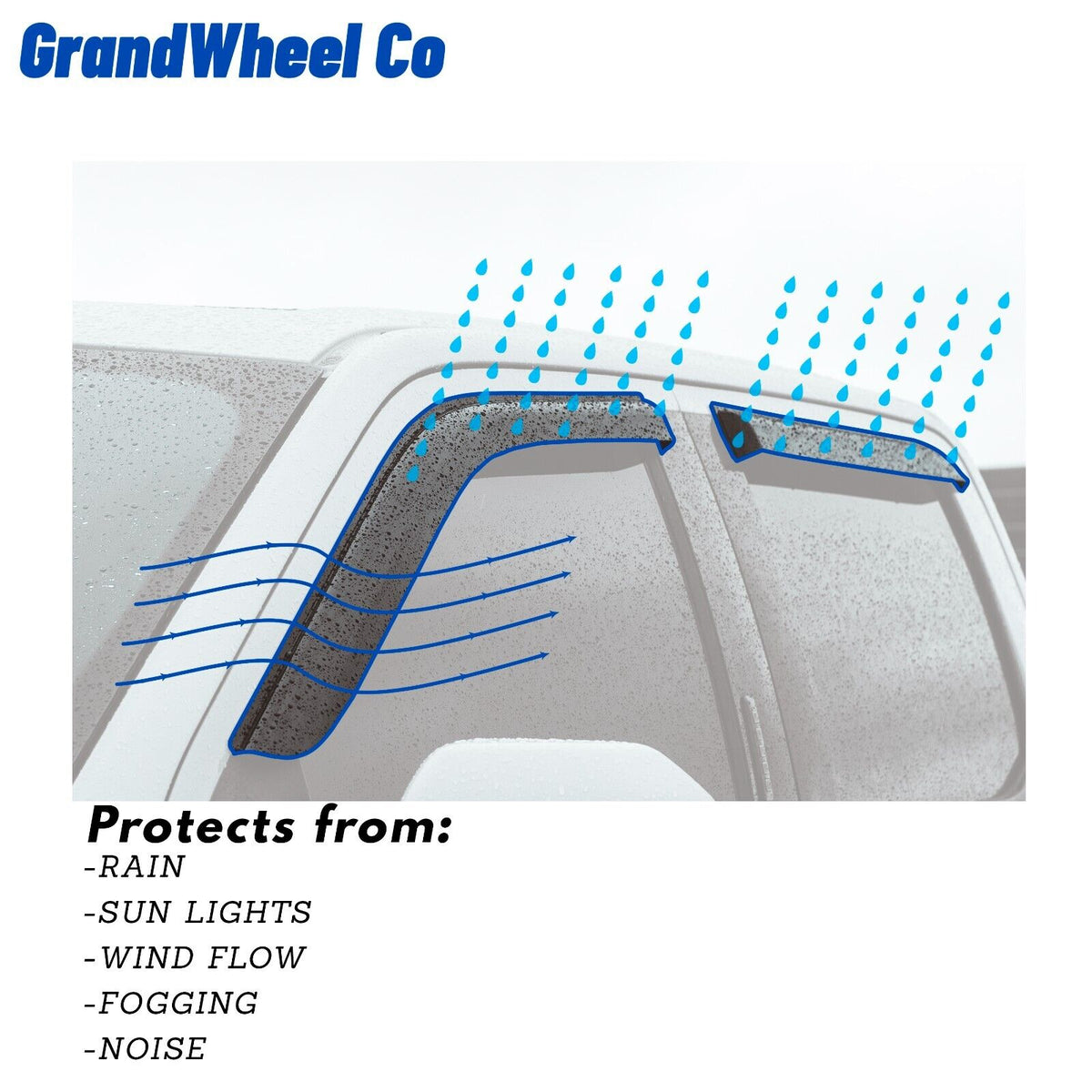 Smoke Tinted Tape-On Side Window Vent Visor Deflectors Rain Guards 4pcs B387074