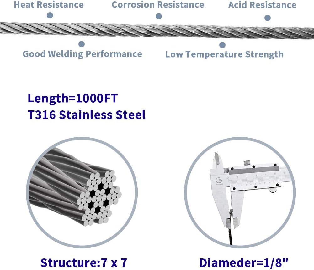 1/8 T316 Stainless Steel Cable 7 x 7 Strands A13378