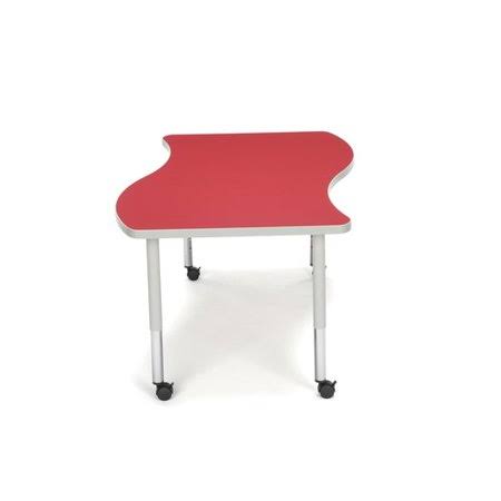 Red Adjustable Height Student Table with Casters E65695