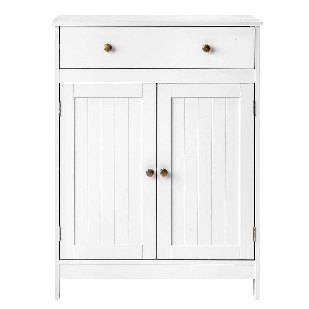 White Wooden 2-Door Bathroom Cabinet with 1 Drawer F964
